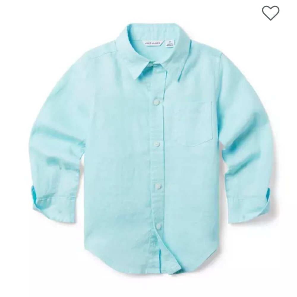 Janie and Jack - Linen Shirt in Plume- 18-24m - Only worn once